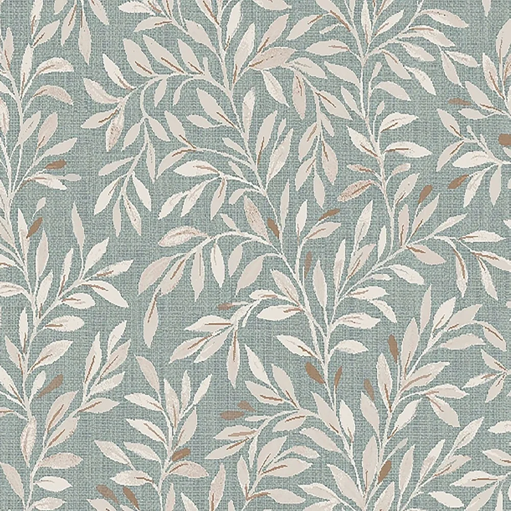Next Ditsy Leaf Duck Egg Wallpaper 11 yds Botanical Natural Neutral Open Pack